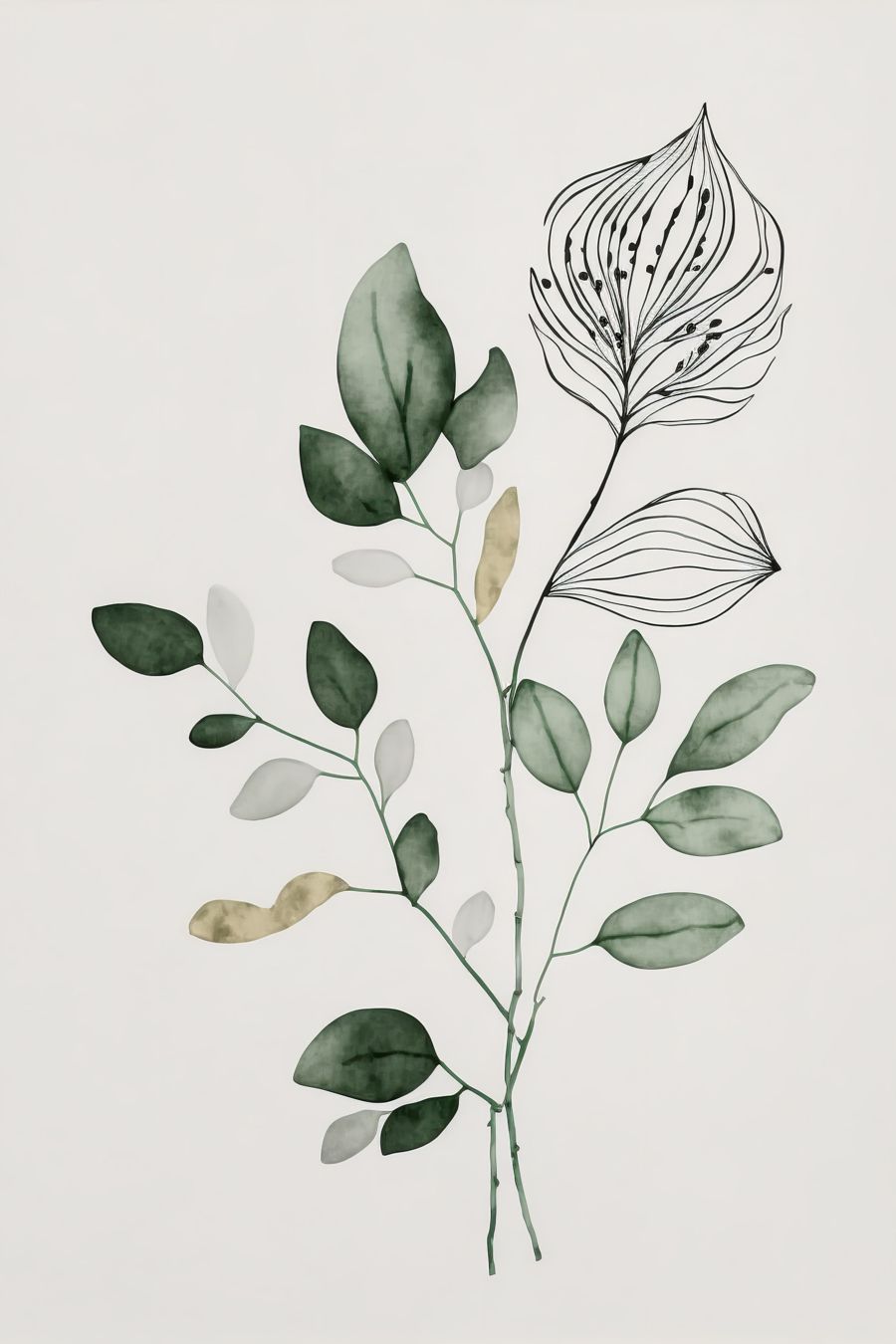 EcoArtLab Originals, Botanical 2 Watercolor Sage Green