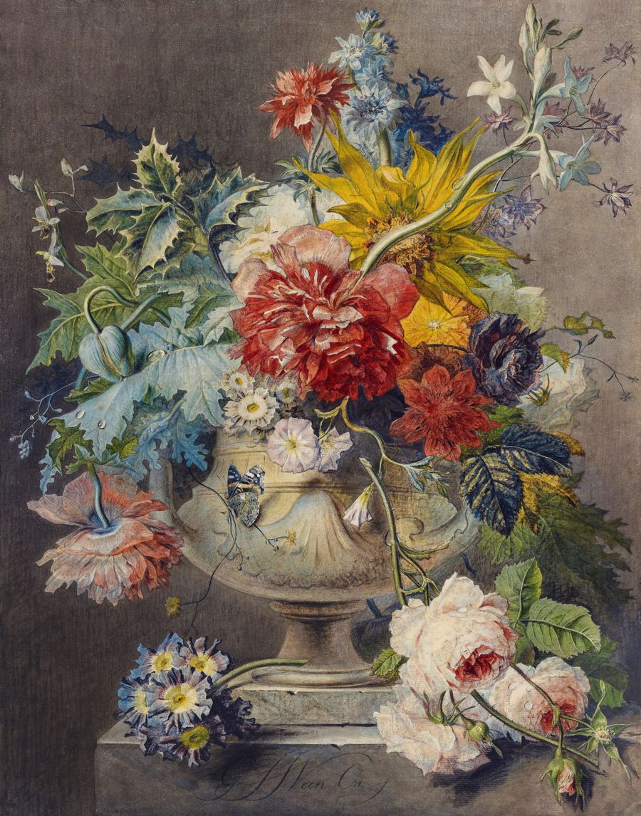 , Botanical Still Life Bouquet Flowers