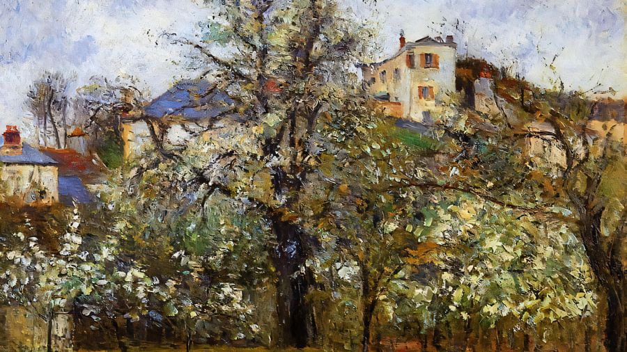 Kitchen Garden with Trees in Flower Spring Pontoise