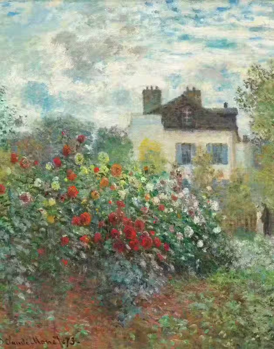 Claude Monet Garden Dahlias Decor