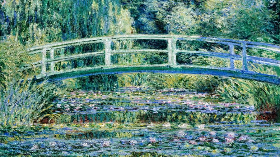 Water lilies and bridge