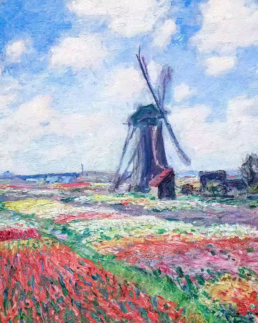 Claude Monet Windmill Tulip Field