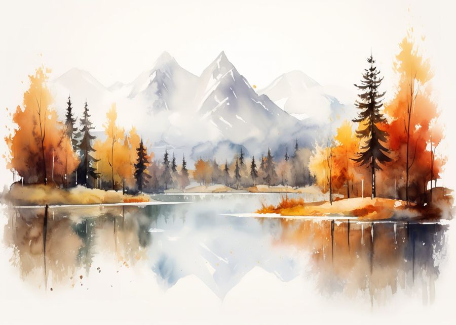 , Colorful Forest Landscape River Forest