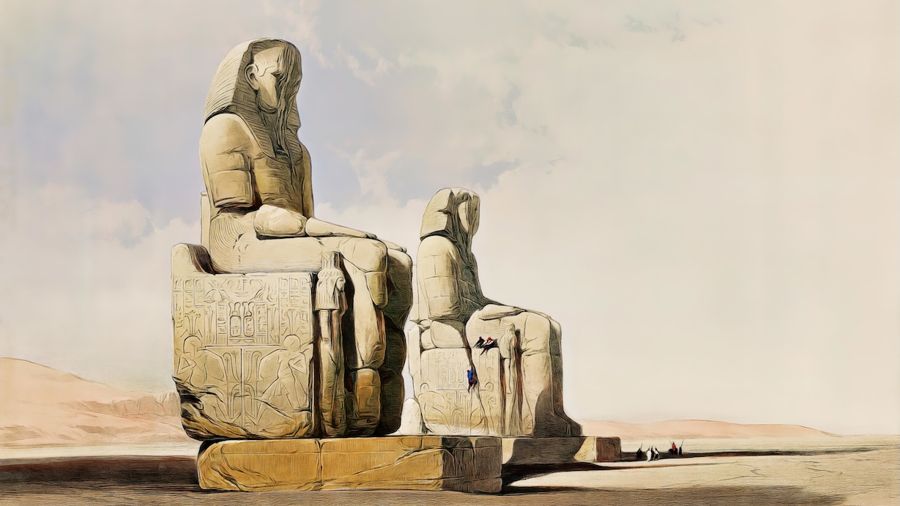 , Egyptian Statues in Thebes