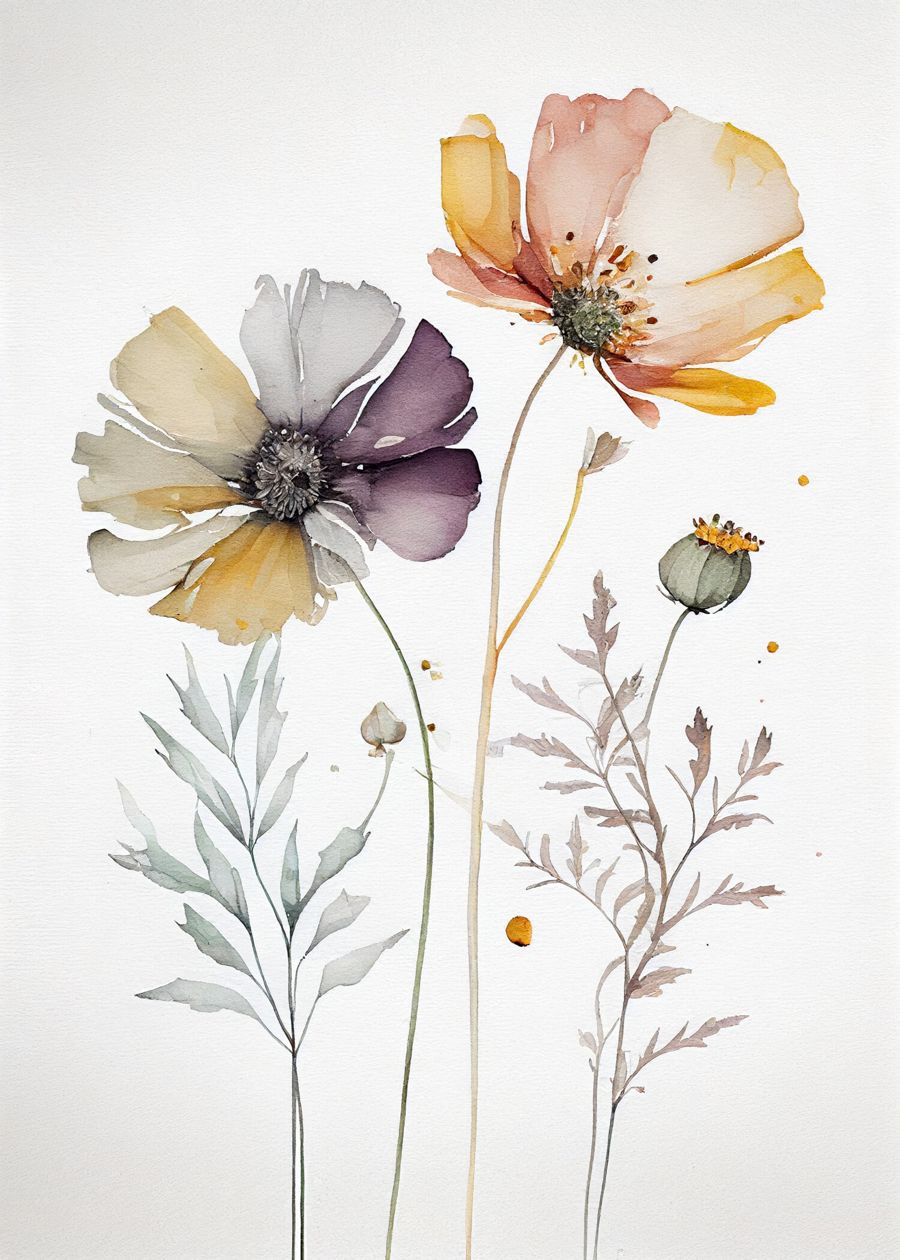 Floral Boho Floral Watercolor Botanical