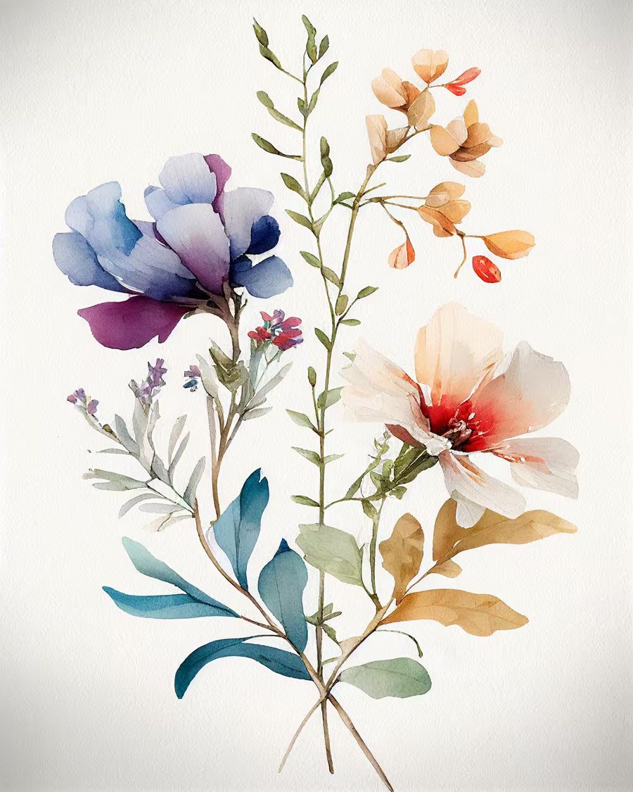 EcoArtLab Originals, Floral Boho Floral Wild Flowers