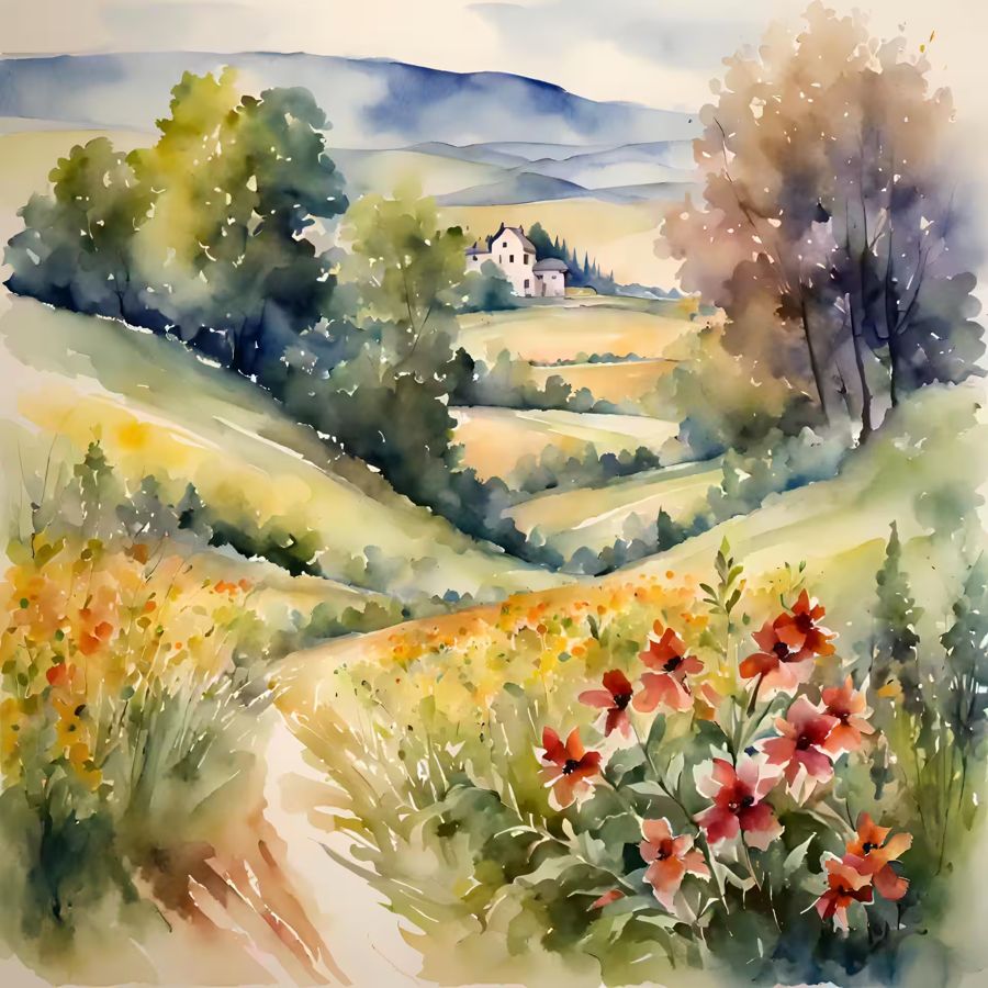 EcoArtLab Originals, Floral Decor I Watercolor Square