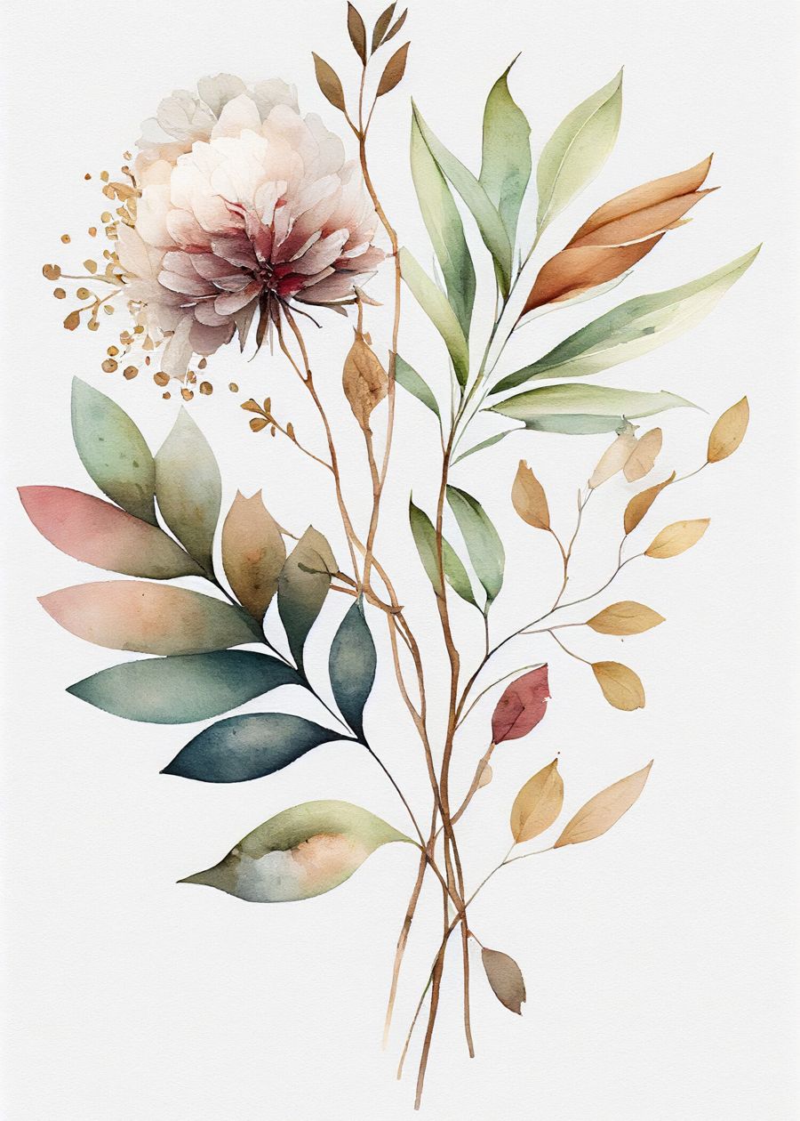 Floral Watercolor Botanical Flower