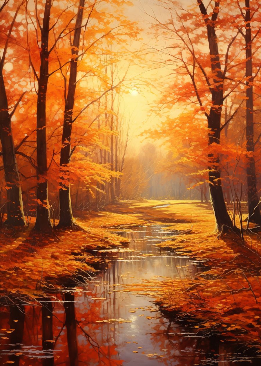 , Forest River Fall Landscape Vertical