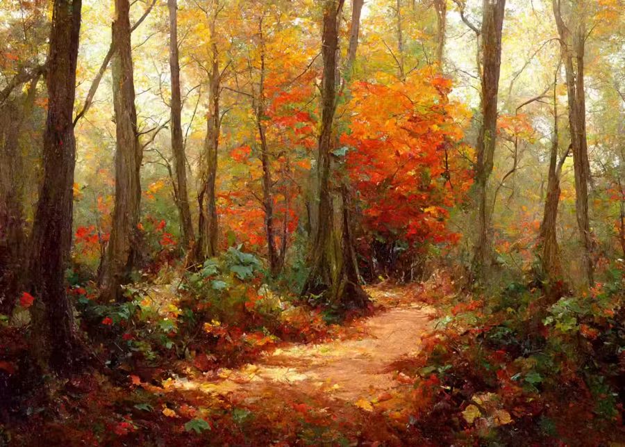 , Forest Trail Autumn Landscape Fall