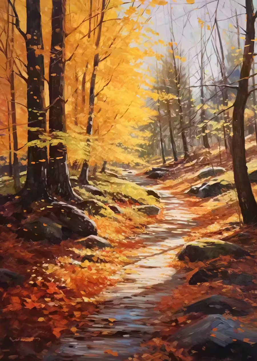 , Forest Trail Fall Landscape Autumn
