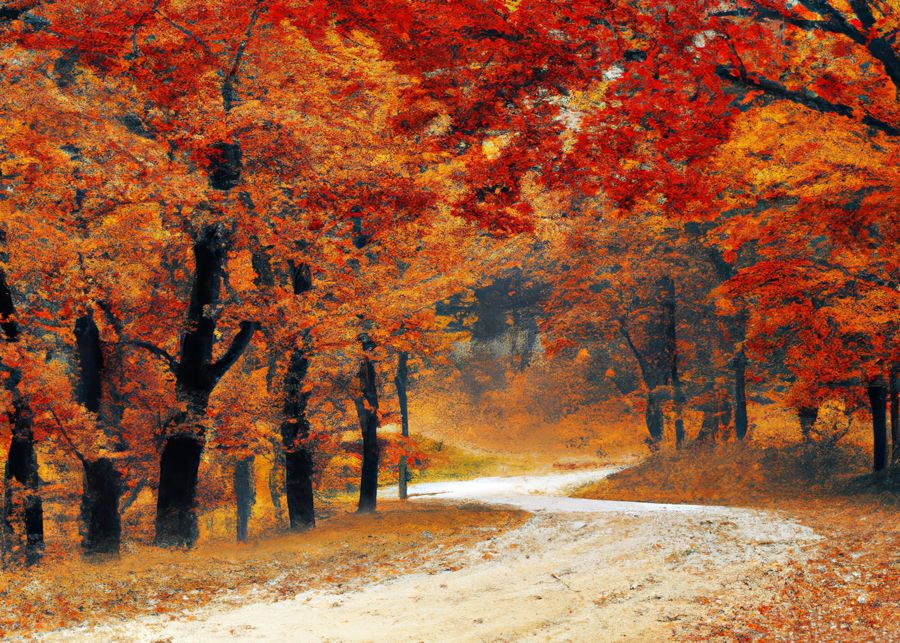 , Forest Trail Fall Landscape Home