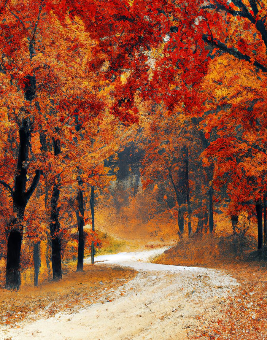 , Forest Trail Fall Landscape Vertical