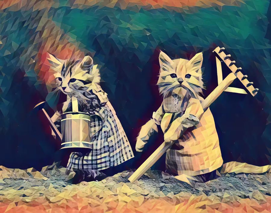EcoArtLab Originals, Gardening Cats Polygons Home Office
