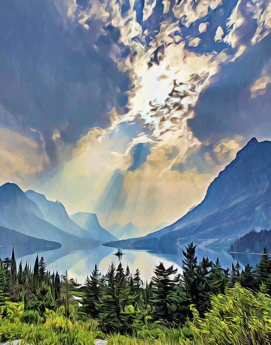 , Glacier National Park Landscape Lake
