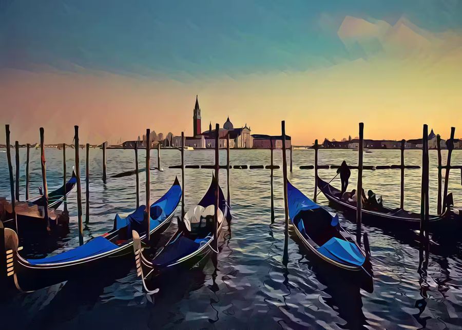 , Gondolas Venice City Landscape Venice