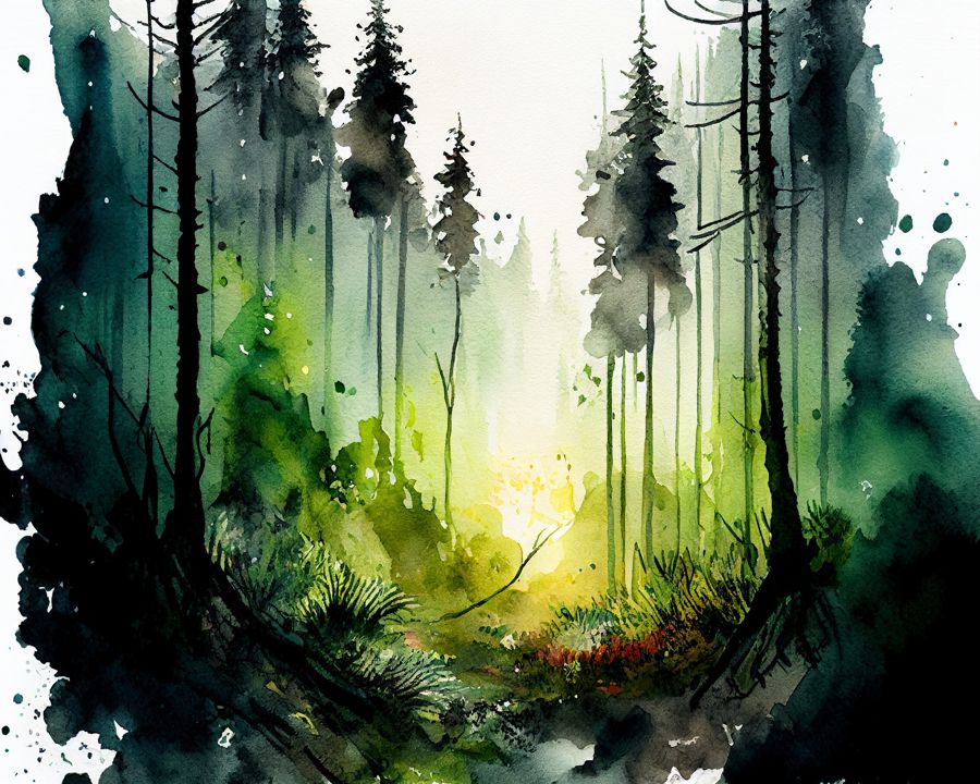 Green Forest Landscape Forest Trees