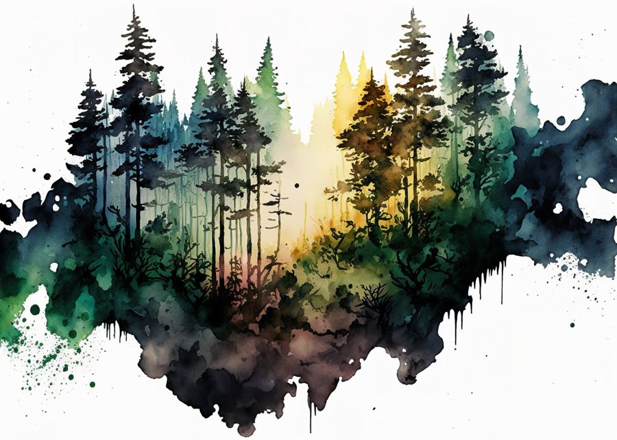 Green Forest Trees Nature Decor