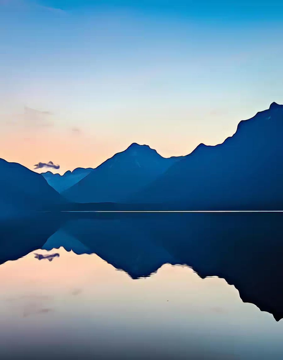 EcoArtLab Originals, Lake Sunrise Mountain Vertical Abstract