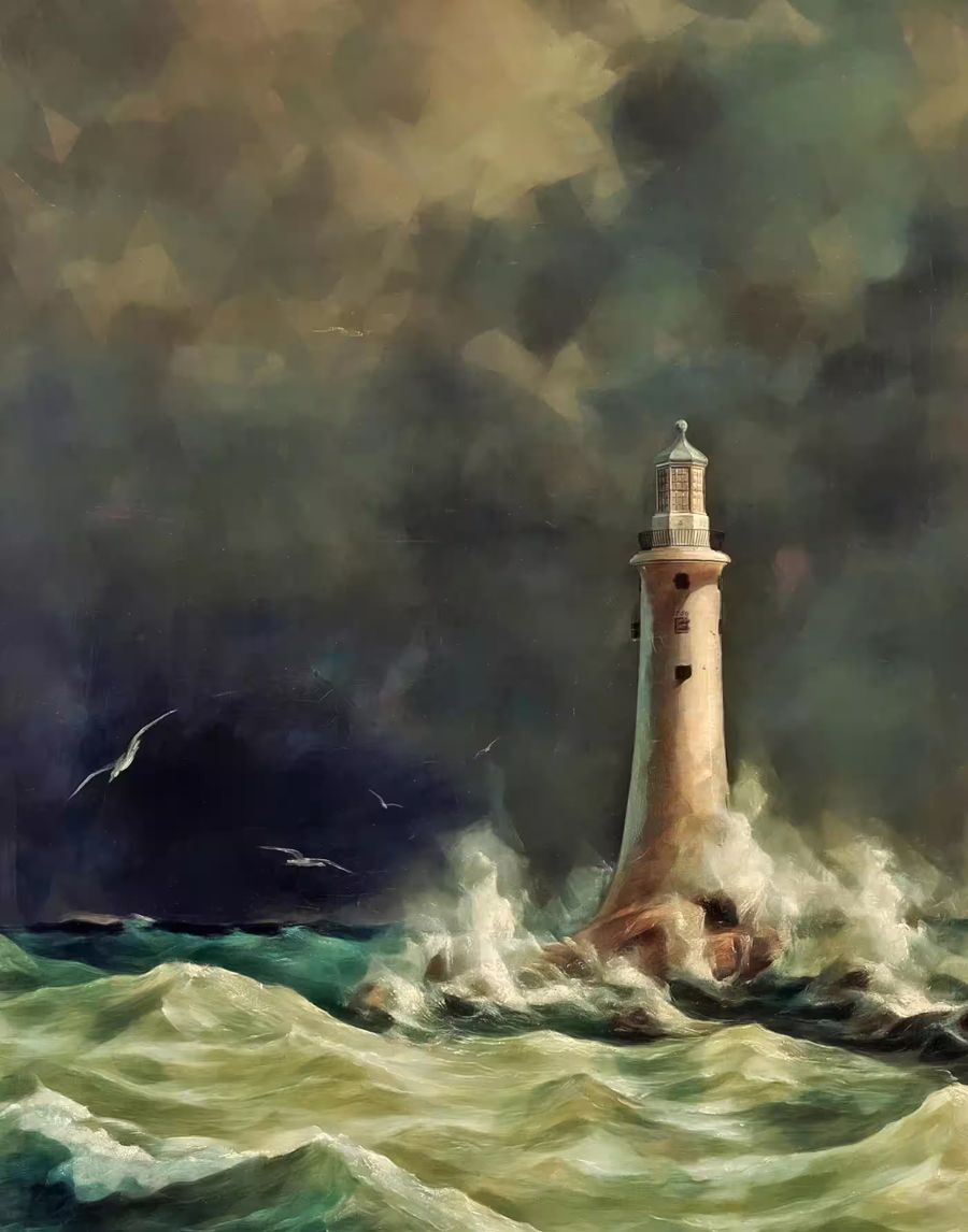 , Lighthouse Storm Sea