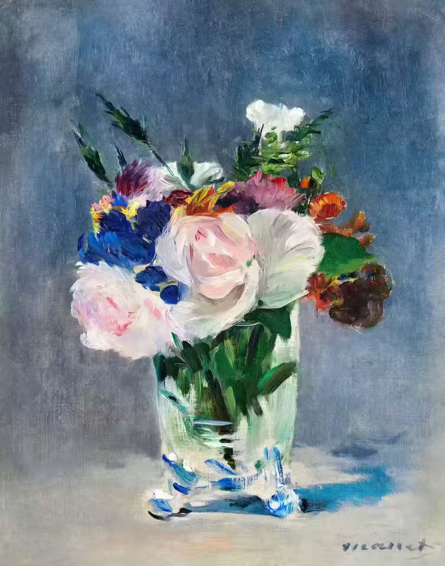 Edouard Manet, Manet Flowers Crystal Vase Edouard