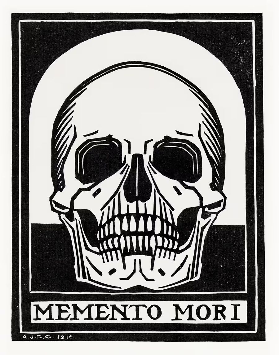 , Memento Mori Nouveau Skull Retro