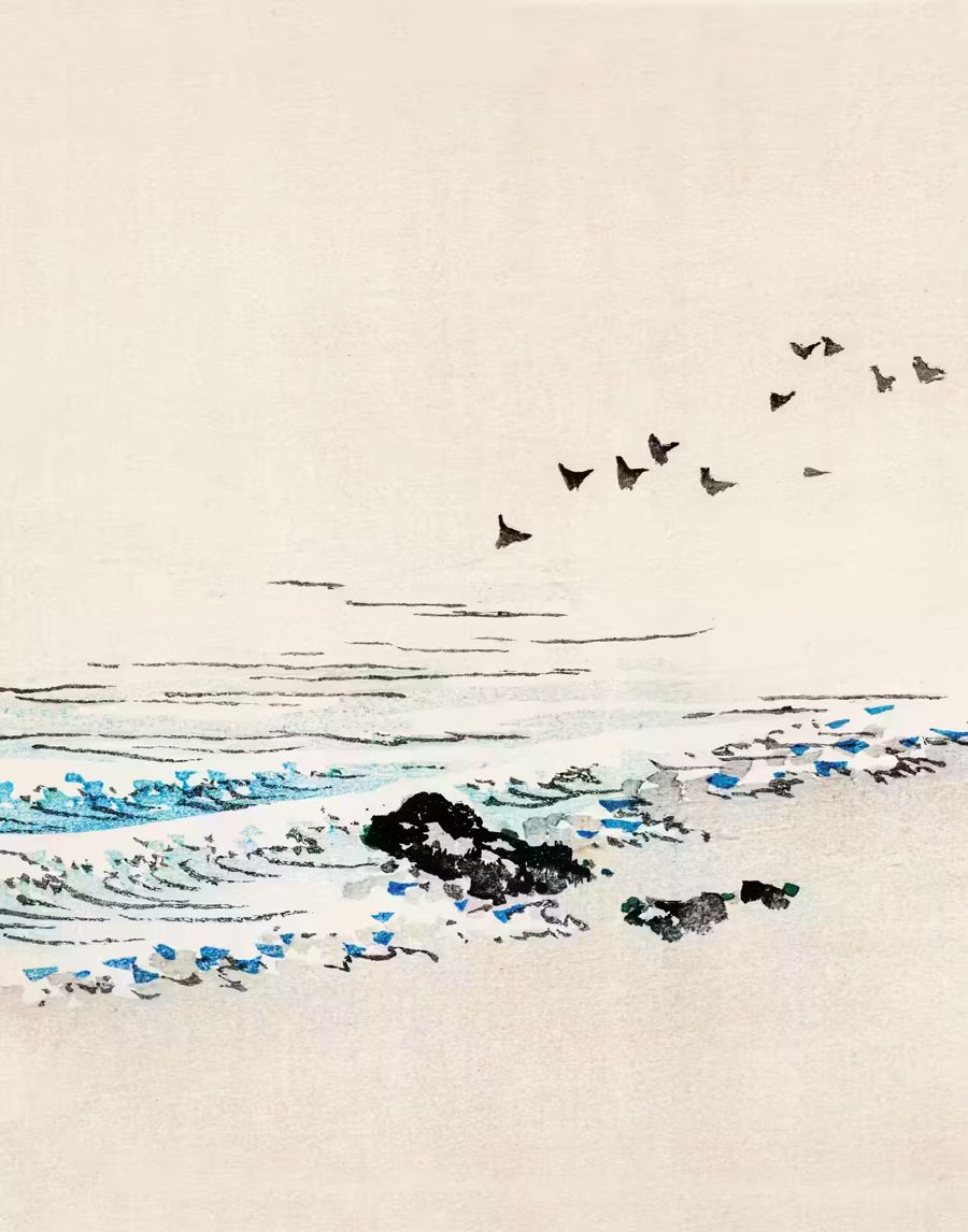 , Minimalist Beach Japanese Antique
