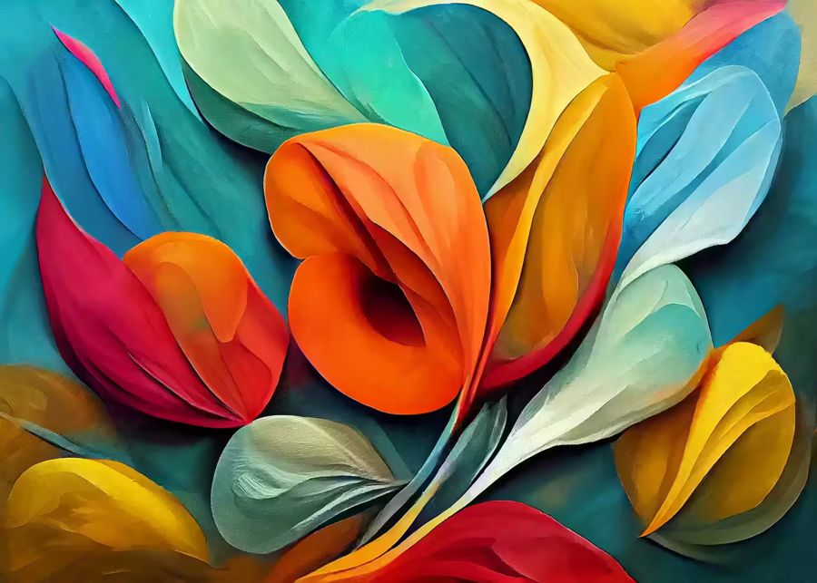 EcoArtLab Originals, Modern Abstract Floral Colorful