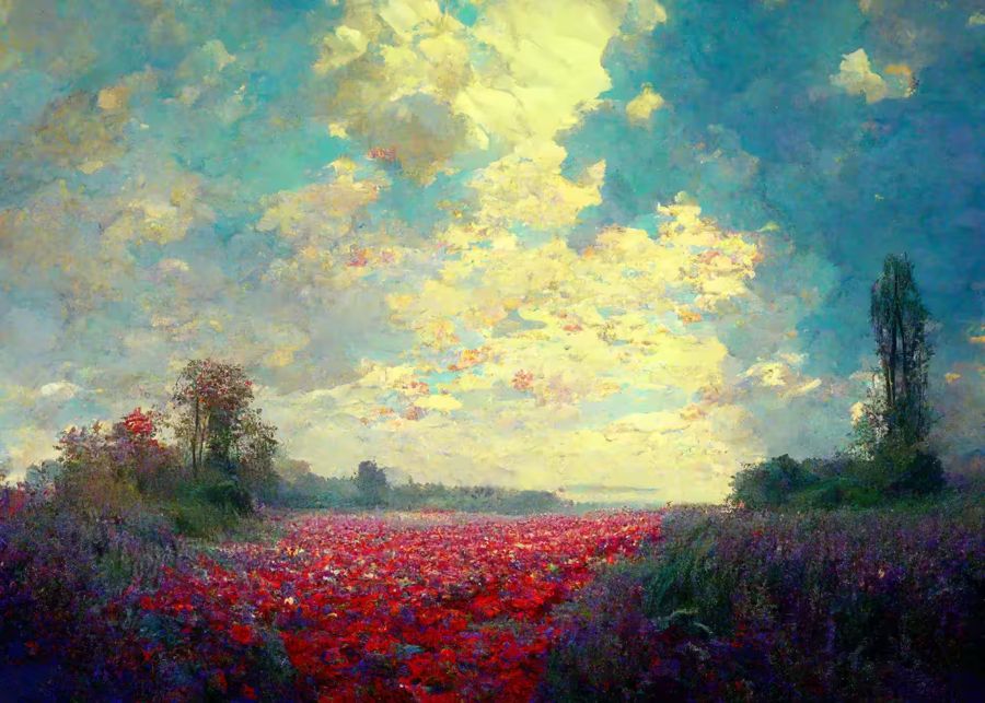 EcoArtLab Originals, Monet Colorful Field Flowers Inspired