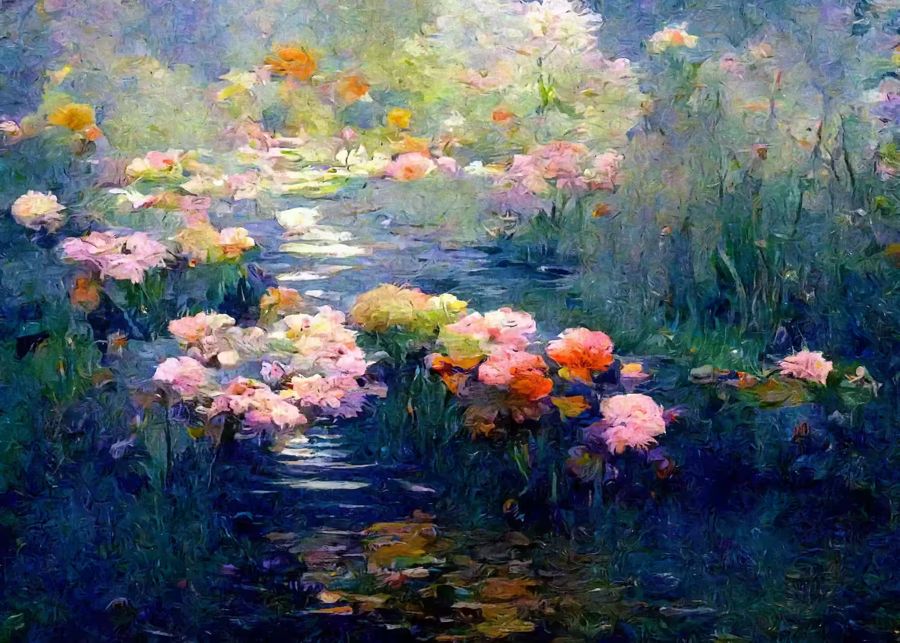 Monet Flowers Pond Inspired Floral
