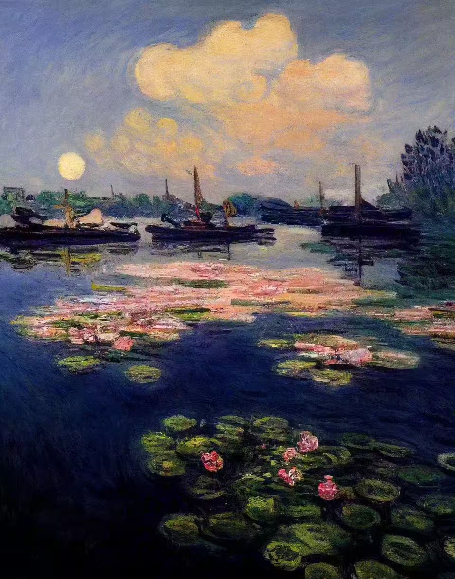 Monet Inspired Lilies Lake View