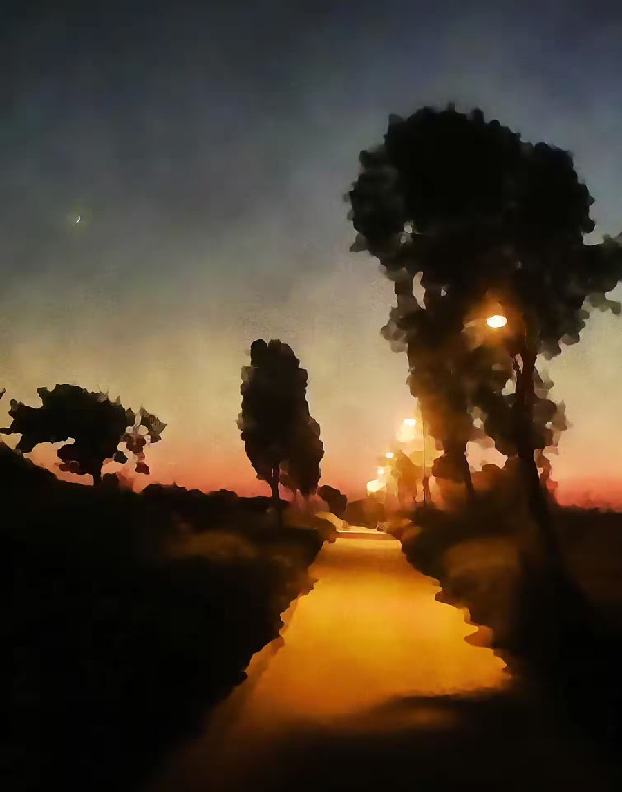 , Moon Sunset Landscape Home Office