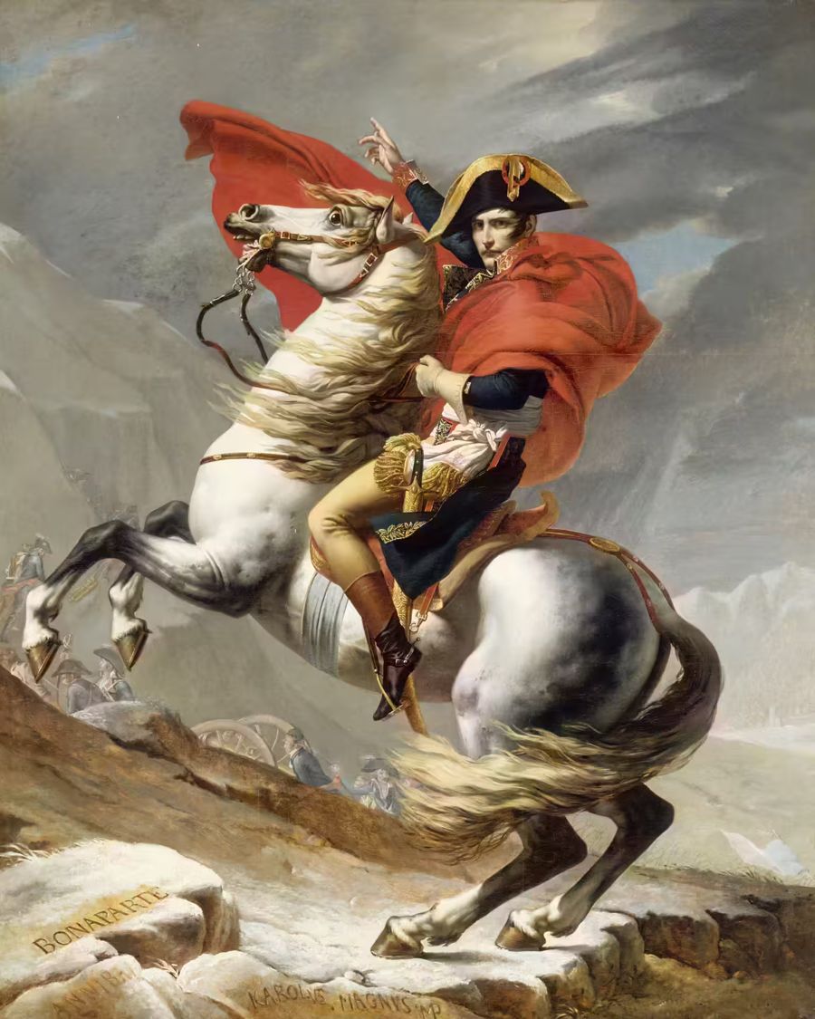 , Napoleon Bonaparte Crossing Alps Red