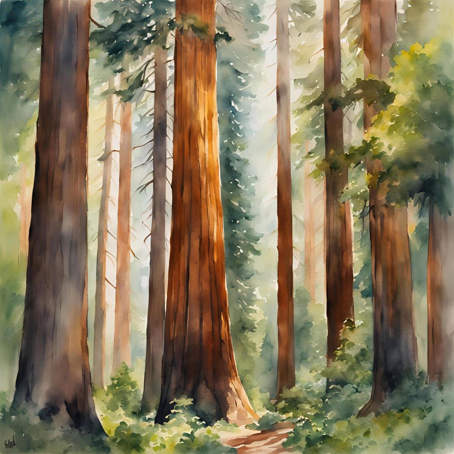 EcoArtLab Originals, Nature Watercolor I Sequoia Forest