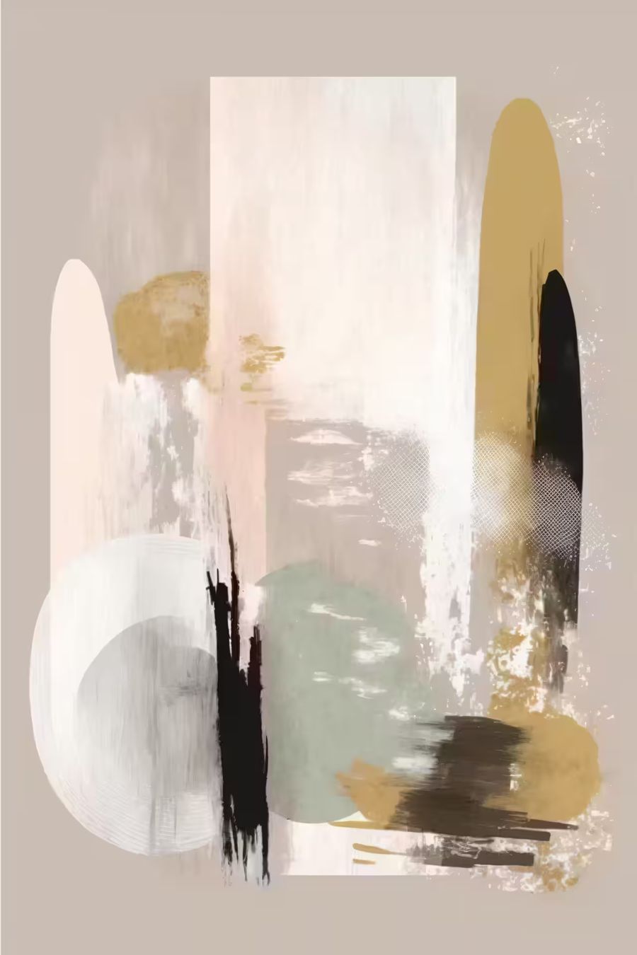 , Neutral Abstract Modern 2 Black