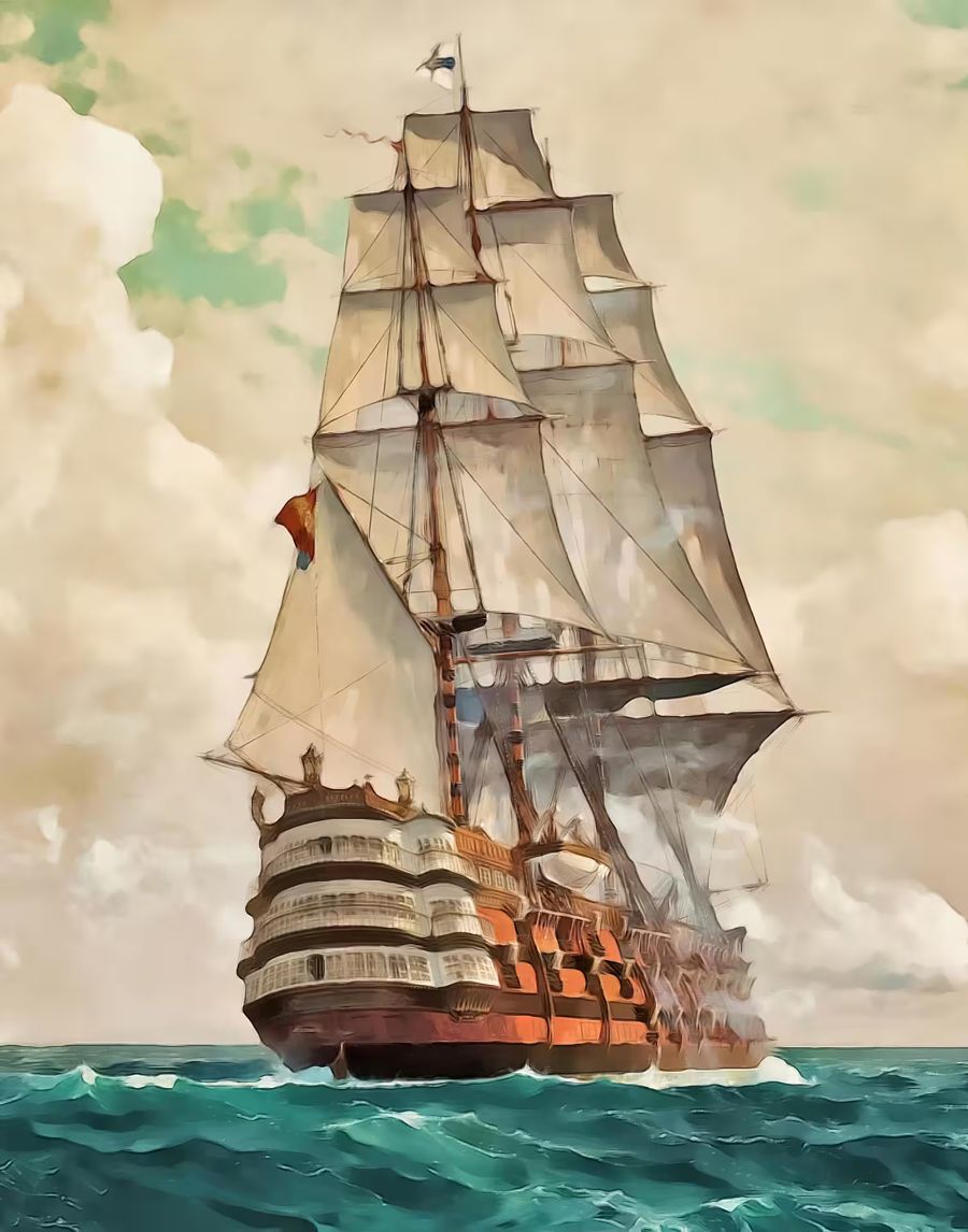 Old Sailing Ship Full Sail