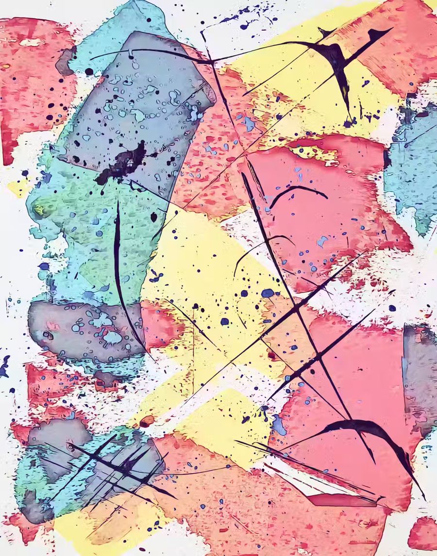 EcoArtLab Originals, Pastel Pink Blue Abstract Colorful
