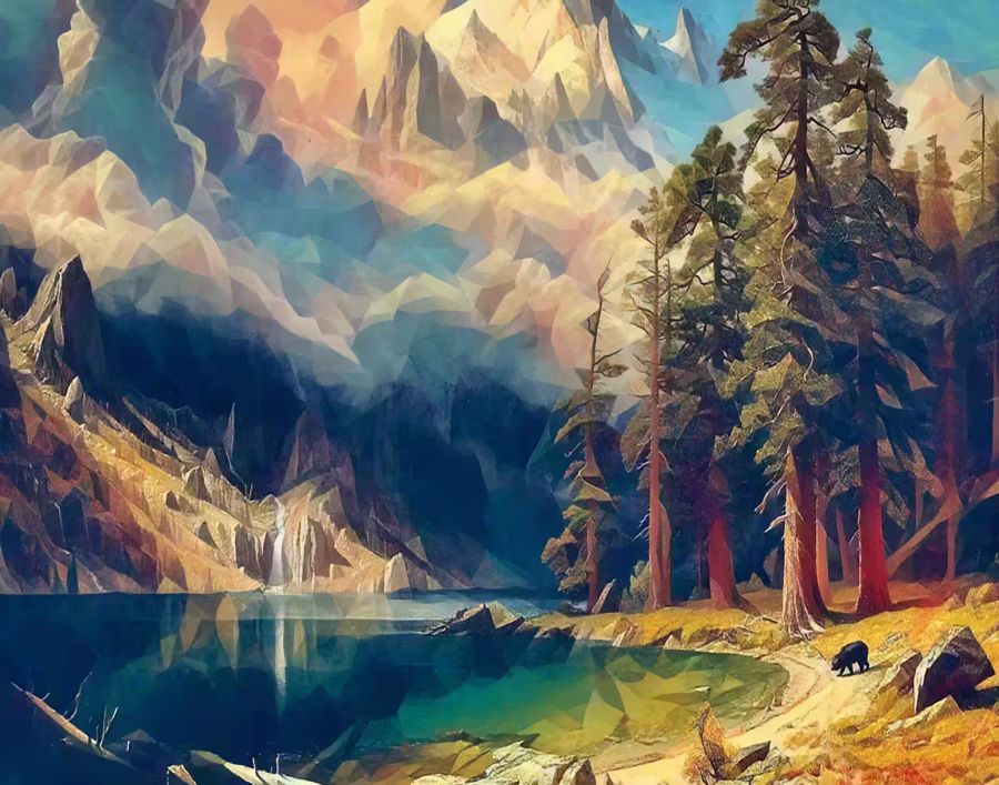 , Rocky Mountains Landscape Bear Colorful