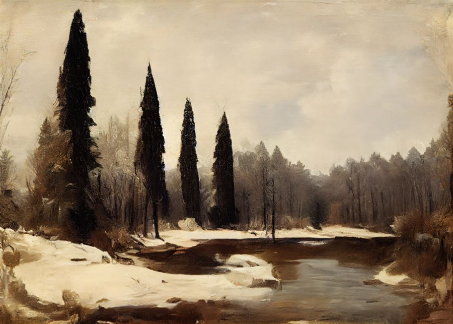 , Rustic Winter Landscape Winter Muted