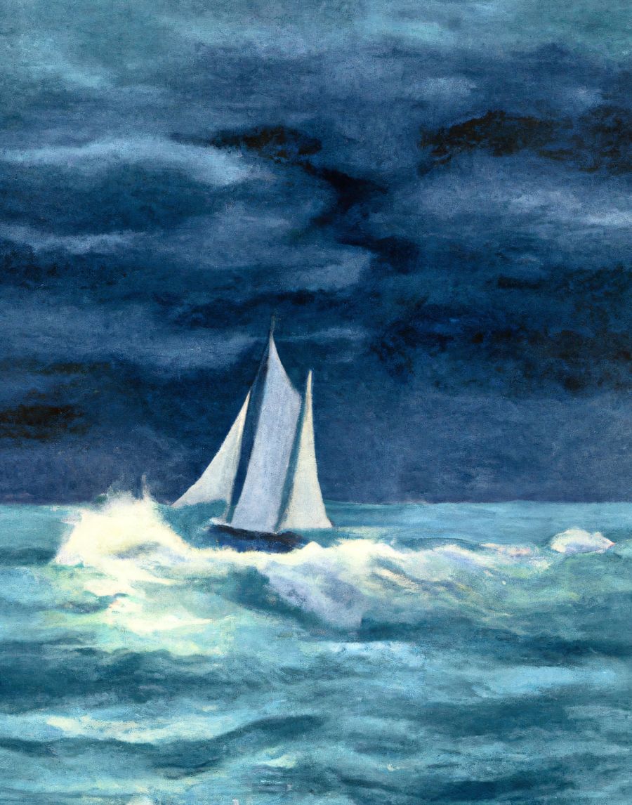 , Sail Boat Stormy Sea Nautical