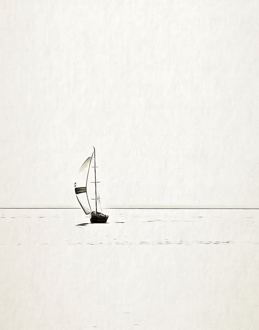 Sailboat Nautical Minimalist Boat Lone