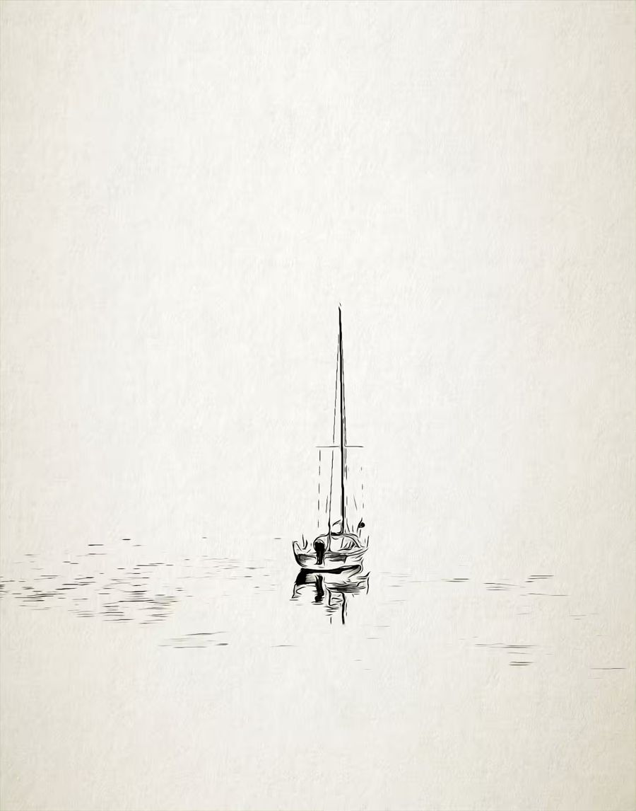 Sailboat Nautical Minimalist Boat Lone
