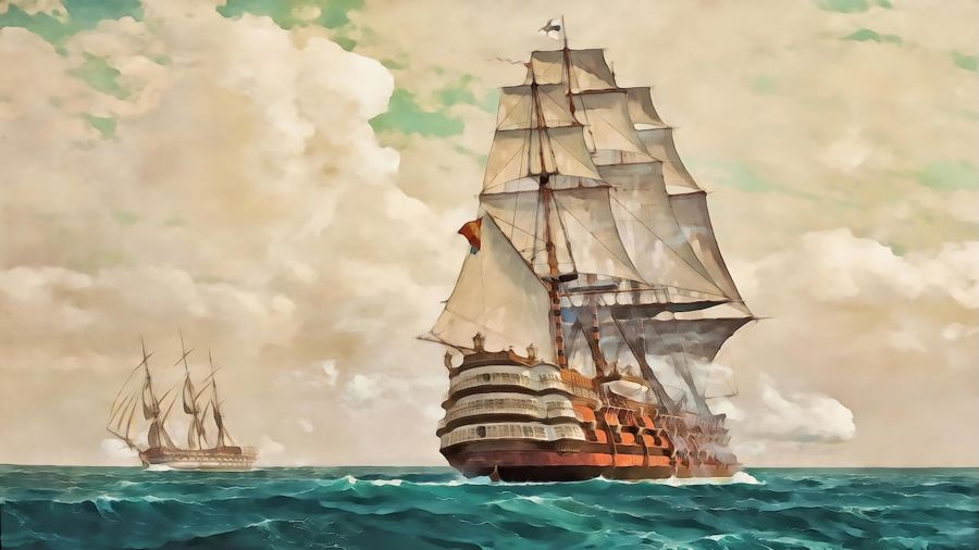 Sailing Ship at Full Sail