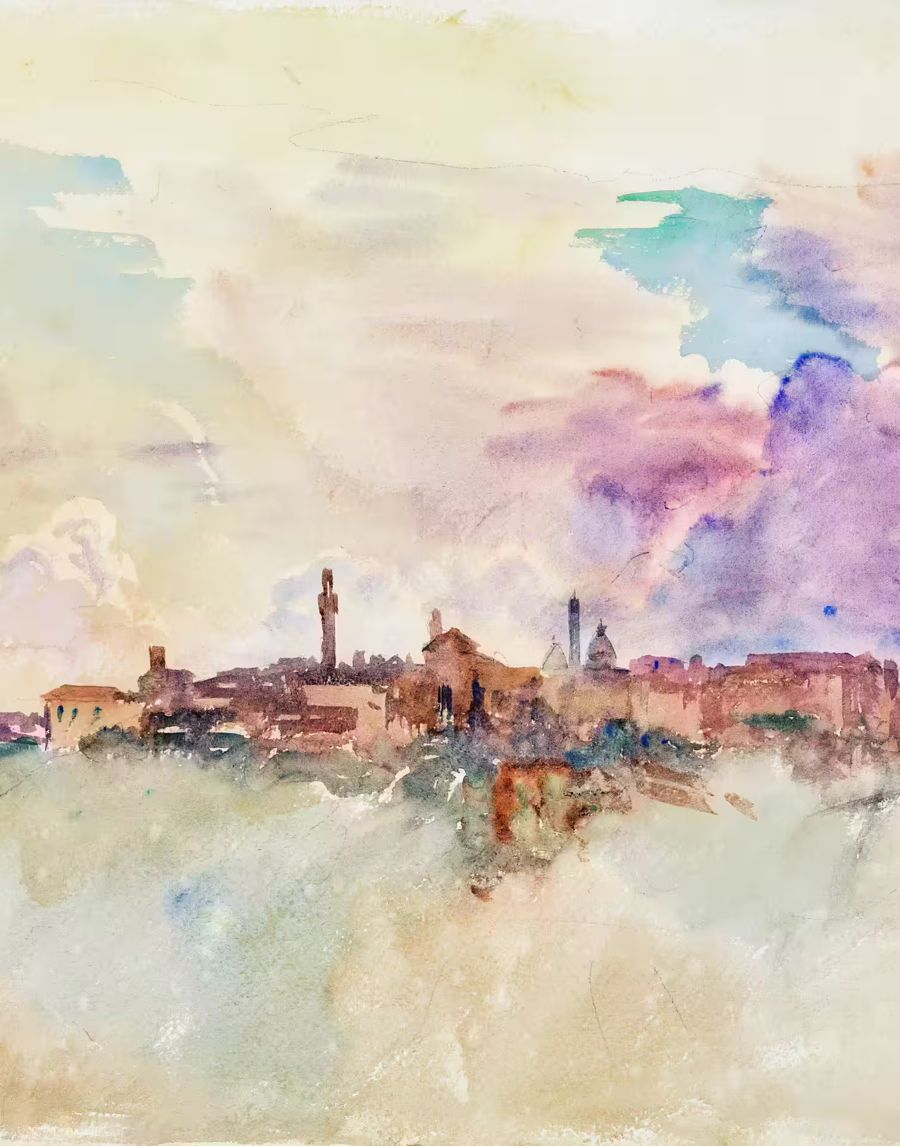 EcoArtLab Originals, Siena Italy Pastel Watercolor Abstract
