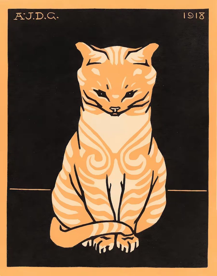 , Sitting Cat Nouveau