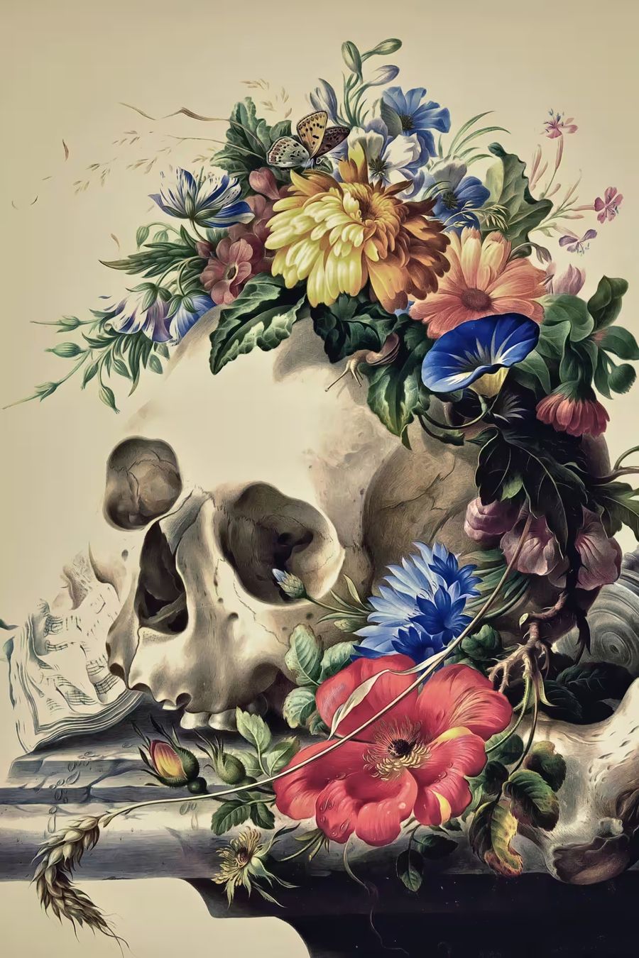 , Skull 2 Skull Colorful Flowers