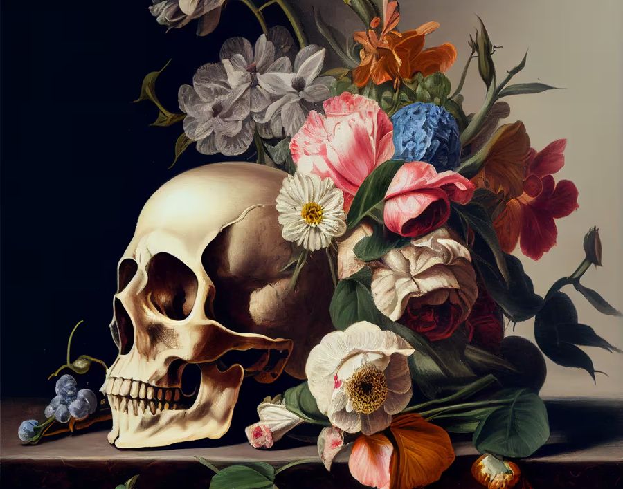 Skull Style Skull Colorful Flowers