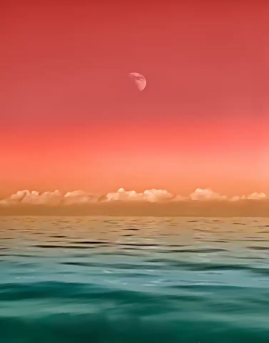 , Sky Sea Gradient Evening Colors
