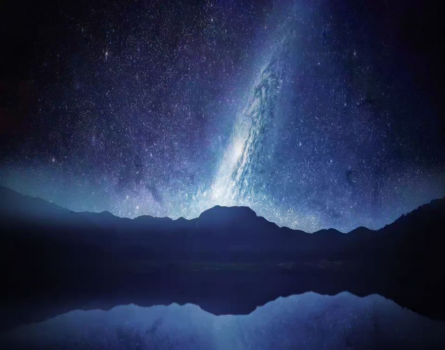 , Stars Night Mountains Landscape Night
