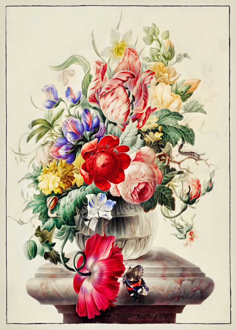 , Still Life Botanical Flower Glass